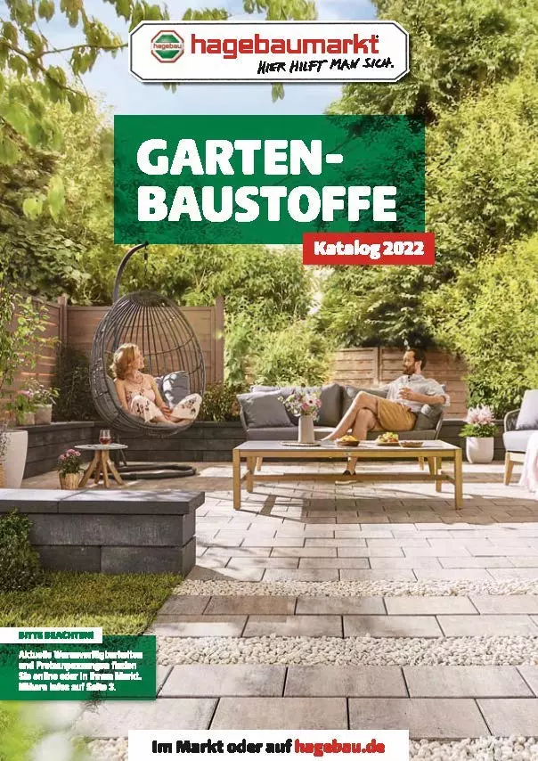 Deckblatt des Kataloges Gartenbaustoffe des hagebaumarktes.